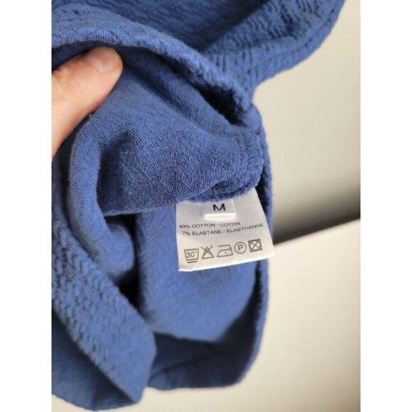 Ganni Anthropologie Lousa Textured Cotton Stretch Blue Shift Dress M - Picture 4 of 5